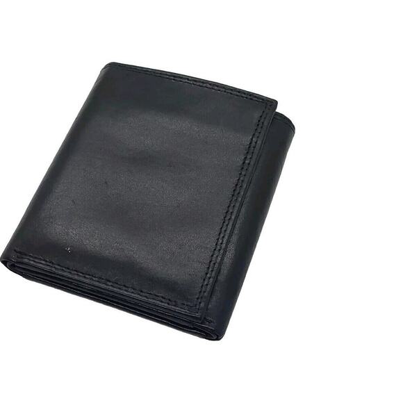 Van Heusen Black Wallet Genuine Leather Bifold Unused NWOT card Slots - Picture 1 of 7